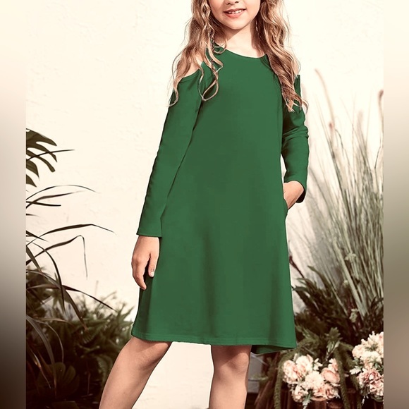 Coffee Brown Long Sleeve Cold Shoulder Swing Casual Dress - Picture 3 of 6